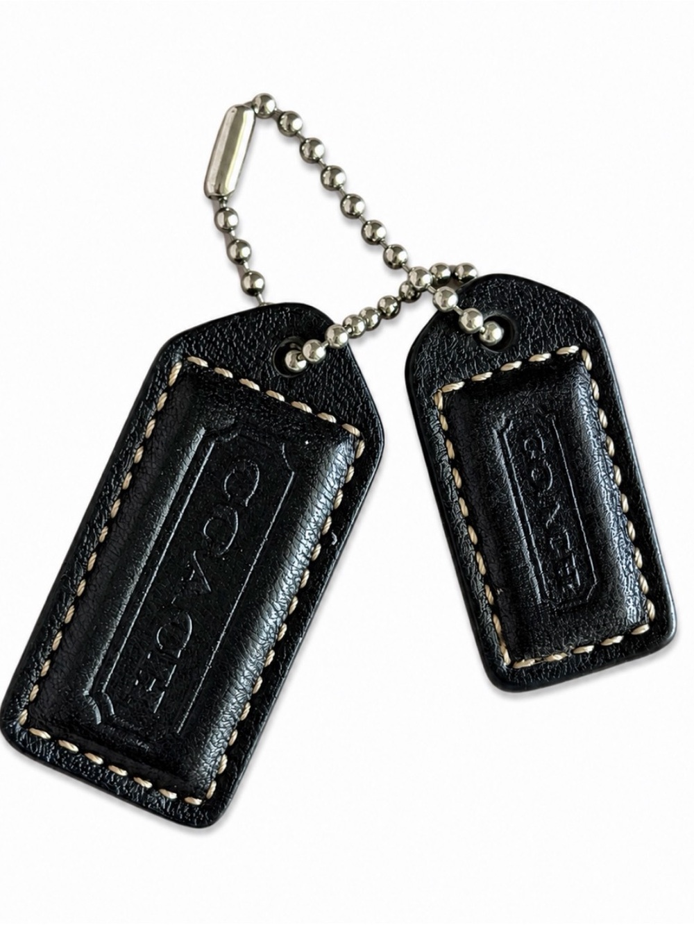 COACH Black Leather Medium & Small Hang Tag Set Y2K 🖤✨